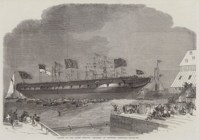 Stapellauf der Schraubenfregatte Ariadne in der Werft von Deptford von Edwin Weedon